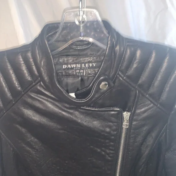 Dawn Levy Black Leather Moto Jacket